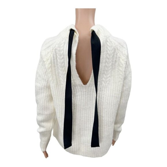 FRNCH Paris Back Bow Cable Knit Turtleneck Sweater NWT - Picture 6 of 9